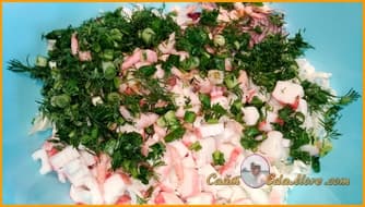 морской салат креветками +и икрой